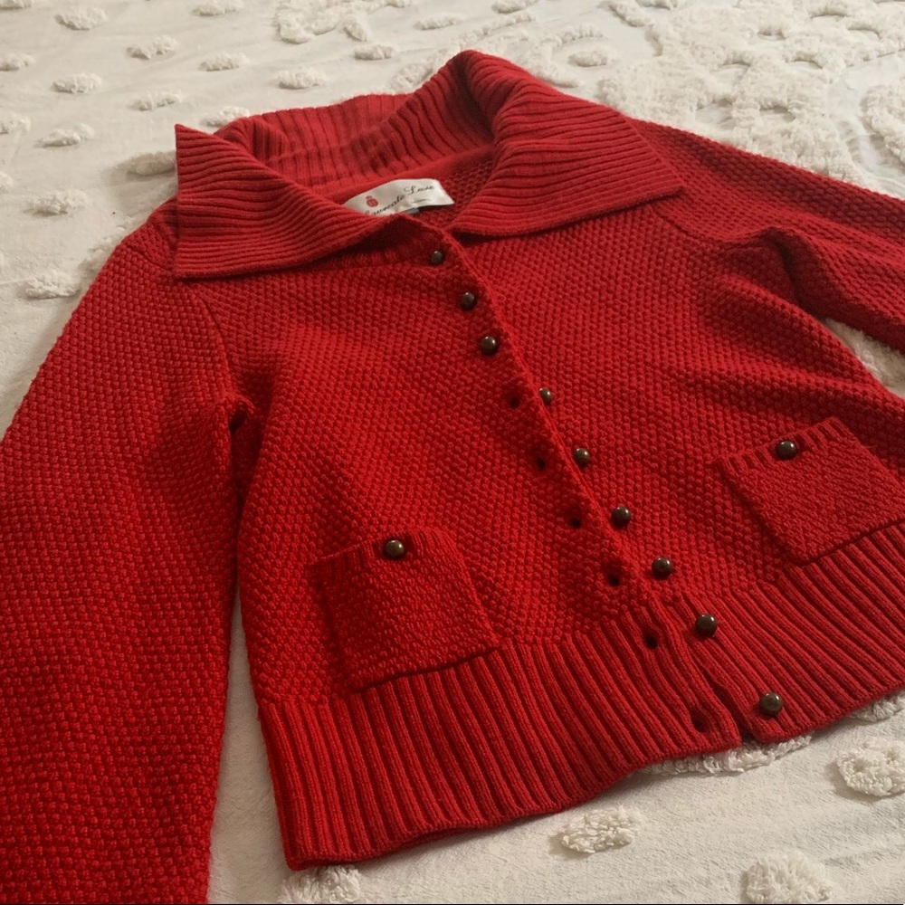 Anthropologie Red Knit Sweater